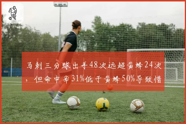 马刺三分球出手48次远超黄蜂24次，但命中率31%低于黄蜂50%导致惜败